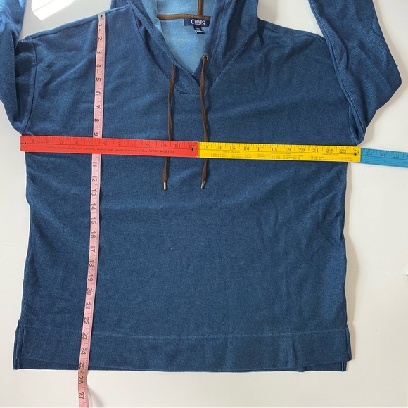 CHAPS Denim Super Soft Blue Hooded Sweater Hoodie Size Large L - Picture 5 of 6